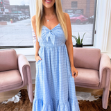 Tie Front Ruffle Bottom Maxi Dress