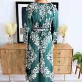 Split Neck Floral Print Dress