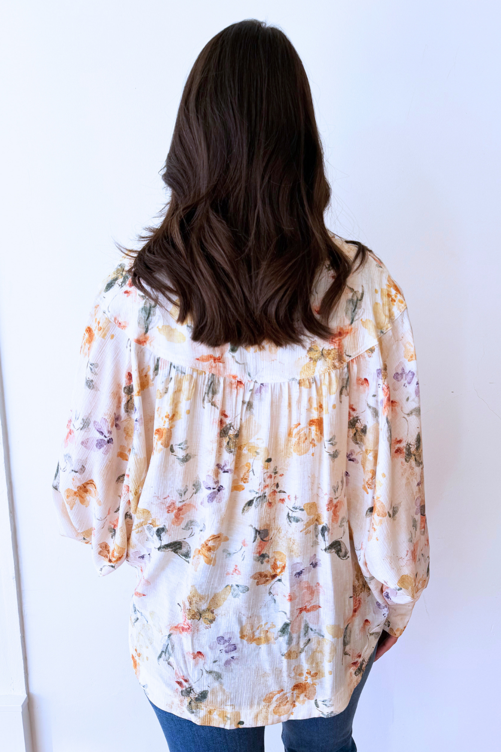 Relaxed Fit Floral Button Down Long Sleeve Blouse - The 308 Boutique