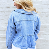 Peplum Hem Denim Jacket