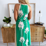 Floral Print Halter Neck Midi Dress