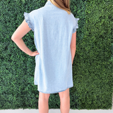 Smocked Detail Denim Dress