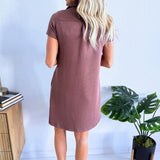 Collared Neck Modal Scuba Shirt Mini Dress