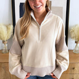 Half Zip-Up Brushed Terry Top