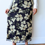 Eda Ren Floral Mesh Midi Skirt