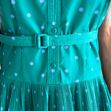Polka Dot Printed Button Down Tiered Mini Dress