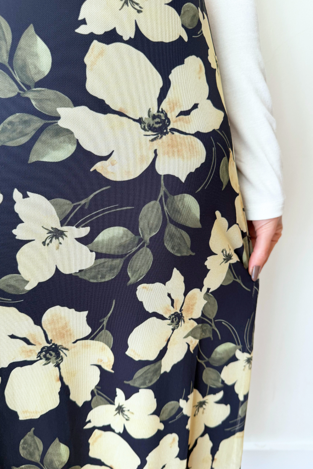 Eda Ren Floral Mesh Midi Skirt