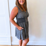 V Neck Smocked Waist Mini Dress