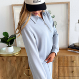 Half Zip Collared Long Sleeve Top