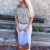 Cap Sleeve V Neck Blouse