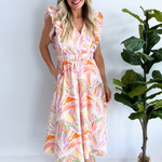 Flutter Sleeve V-Neck Midi Dress - The 308 Boutique