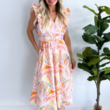 Flutter Sleeve V-Neck Midi Dress - The 308 Boutique