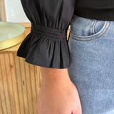 3/4 Sleeve Smocked Knit Top