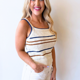 Knit Contrast Trim Striped Sleeveless Top