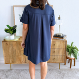 Denim Mix Short Sleeve Swing Dress