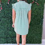 Ruffle Neck Short Sleeve Dress