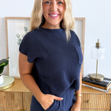 Front Pocket Mock Neck Sweater