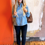 Half-Zip Hooded Denim Jacket