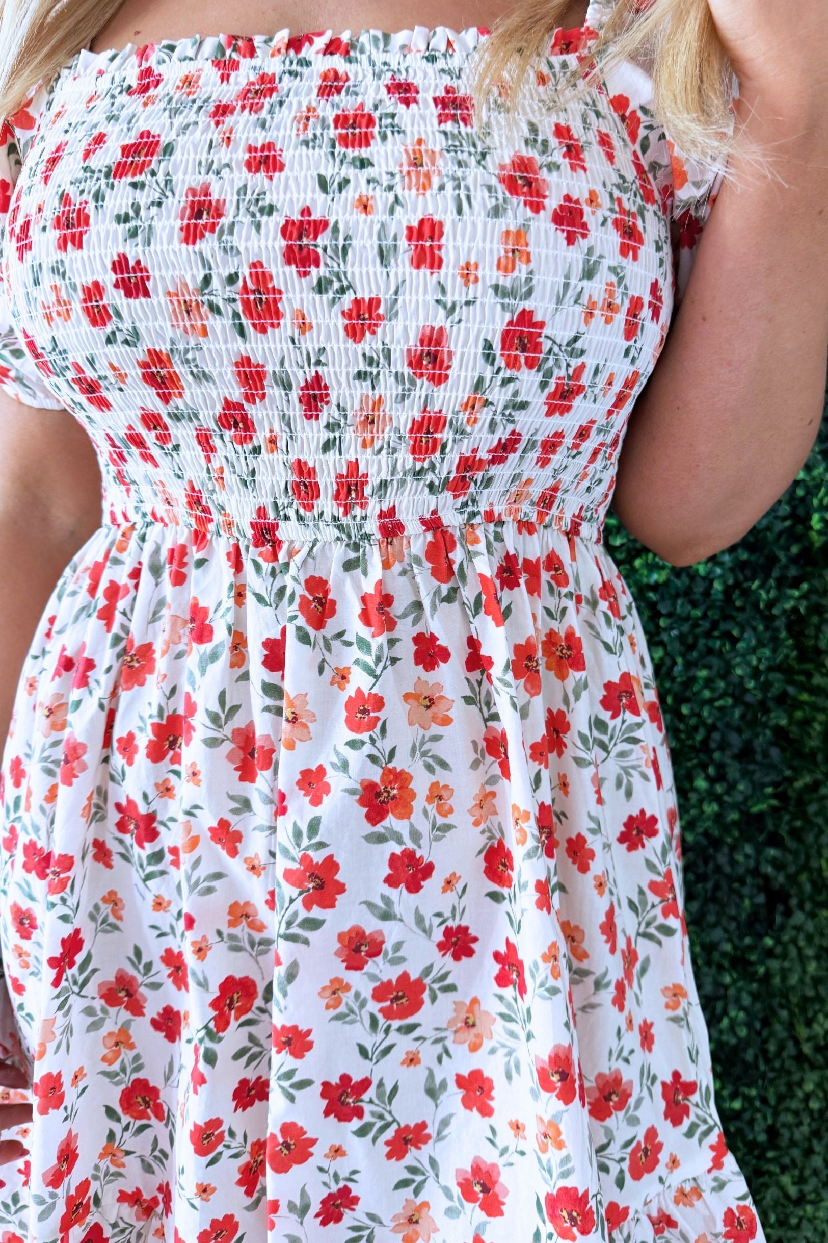 Puff Sleeve Mini Poplin Dress