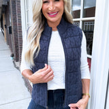 Sleeveless Reversible Zip Front Quilted Sweater Vest