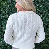 Cable Knit Johnny Collar Sweater - The 308 Boutique