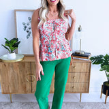 Smock Waist Floral Tank Top