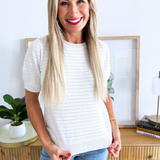 Pointelle Striped Sweater Tee
