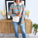 Striped Long Sleeve Polo Shirt