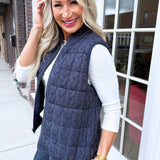 Sleeveless Reversible Zip Front Quilted Sweater Vest