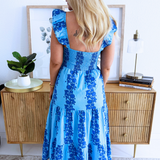 Ruffle Sleeve Scoop Neck Maxi Dress