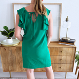 Flutter Sleeve Tie Back Dress