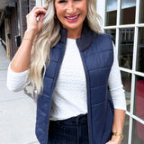 Sleeveless Reversible Zip Front Quilted Sweater Vest