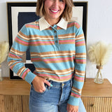 Striped Long Sleeve Polo Shirt