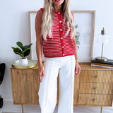 Contrast Detail High Waist Flare Pant