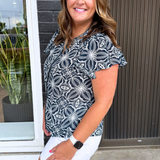 Flutter Sleeve Mix Print Top