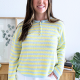 Long Sleeve Rolled Hemline Half Button Sweater