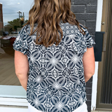 Flutter Sleeve Mix Print Top
