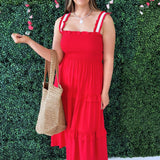 Smocked Tiered Crochet Dress