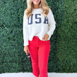 'USA' Relaxed Pullover Sweater