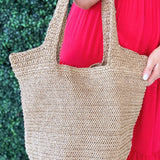 Round Bottom Woven Straw Tote Bag