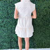Striped Cap Sleeve Tiered Button Down Mini Dress - The 308 Boutique