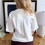 Short Sleeve Camp Collar Woven Blouse - The 308 Boutique