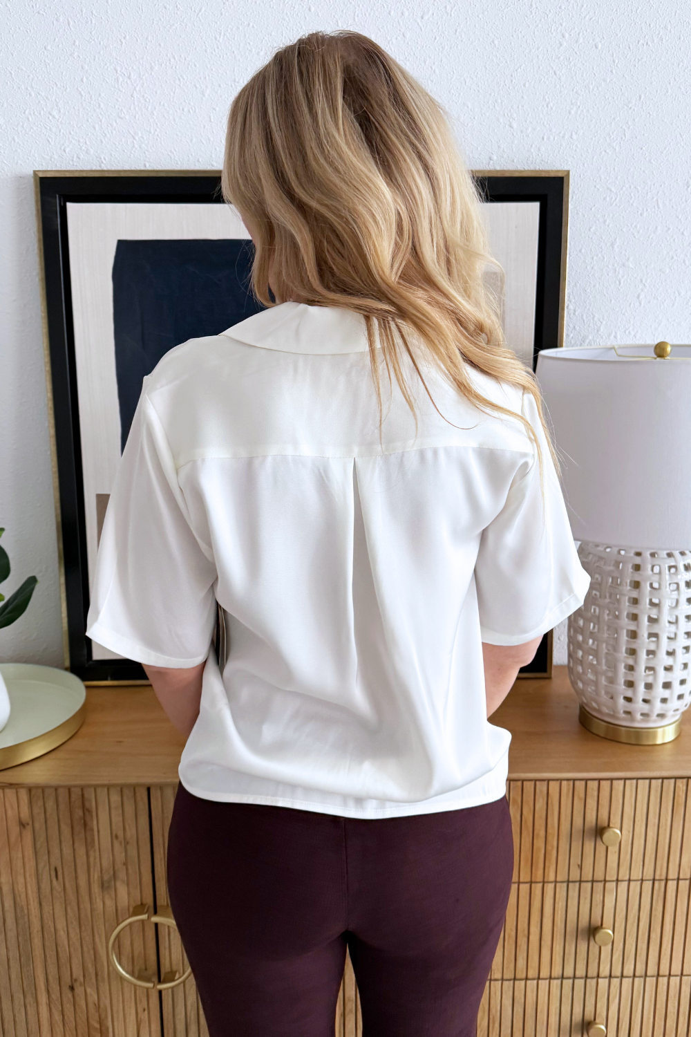 Short Sleeve Camp Collar Woven Blouse - The 308 Boutique
