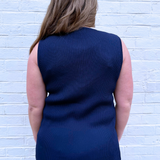 Gold Button Ribbed Two Pocket Waistcoat