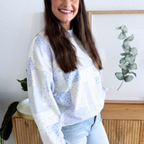 Long Sleeve Mockneck Patchwork Sweatshirt