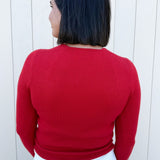 Long Sleeve Sweetheart Neck Sweater w/ Ruffle