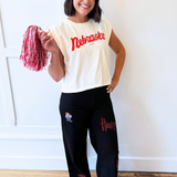 Nebraska Alpha Bling Wide Leg Jeans