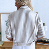 Donna Top W/ Front and Back Pleat, Rolled Up Sleeve
