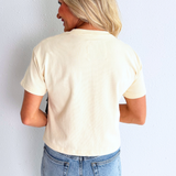 Nebraska All Over Patchwork Cropped Tee