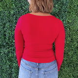 V Neck Double Layered Long Sleeve